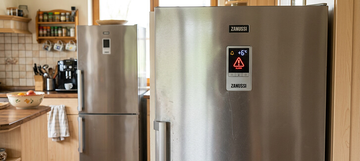 На холодильнике Занусси горит восклицательный знак