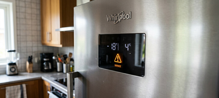 Горит восклицательный знак в треугольнике на холодильнике Вирпул